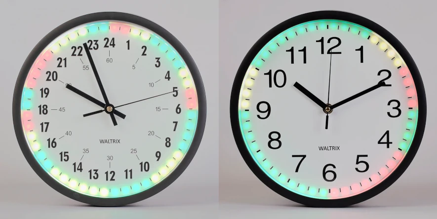 EcoWatch väggklocka som visar elpriset, finns i 24-timmars och 12-timmars varianter